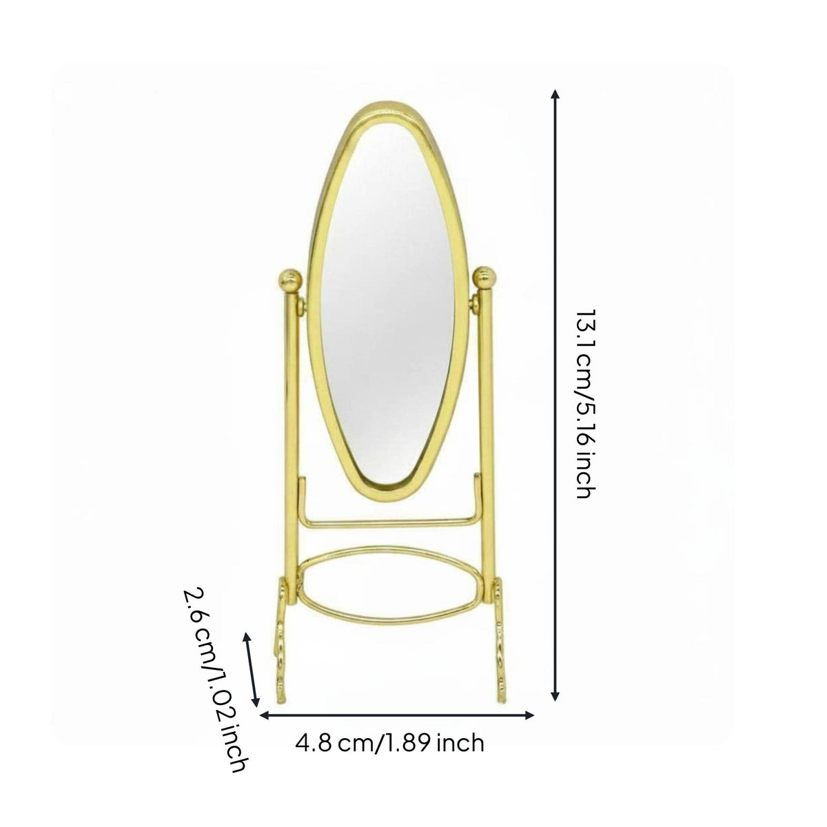 1:12 Scale Floor Mirror Realistic Design Dollhouse Clothes Rack Mirror Metal
