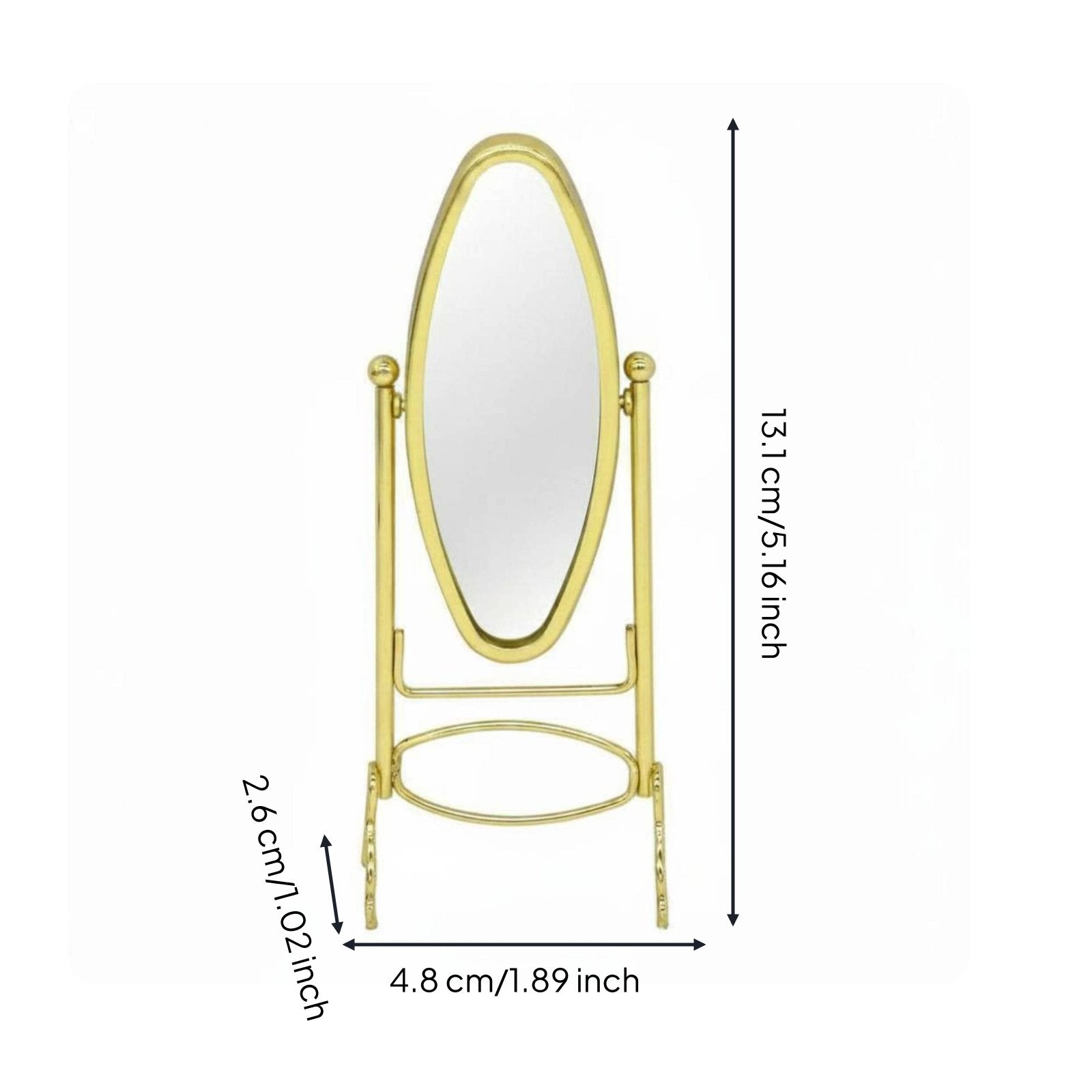 1:12 Scale Floor Mirror Realistic Design Dollhouse Clothes Rack Mirror Metal