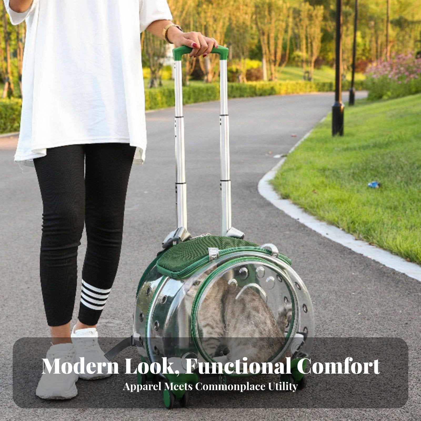 versatile dome opening Pet Trolley Breathable Cat Backpack Telescopic Handle