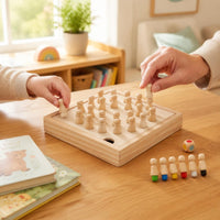 Wooden Memory Chess Game Rounded Tops Color Memory Board Game Concentration