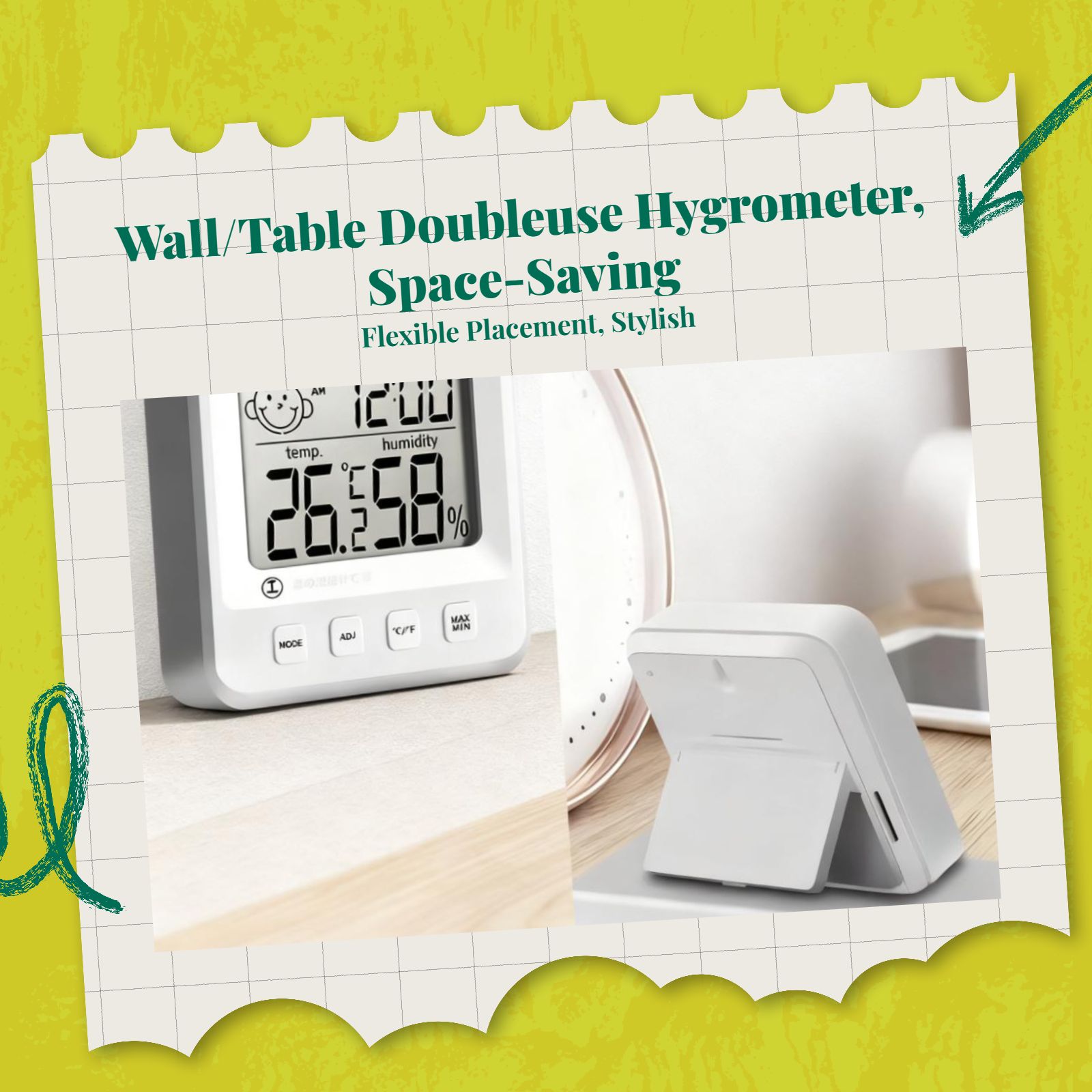 Digital Hygrometer, Indoor Thermometer, High-Accuracy Temperature and Humidity Gauge, Wall-Mounted, Infant Nursery