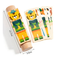 Rotating Block Learning Toy Early Education Wooden Mix and Match Blocks