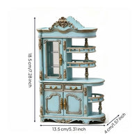 1:12 Scale Cabinet Artisanal Features Mini Display Shelf Ornate Design