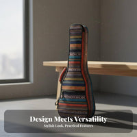 Padded Ukulele Backpack Adjustable Shoulder Straps Ethnic Design Ukulele Case Musical Instrument Accessory Wear-Resistant