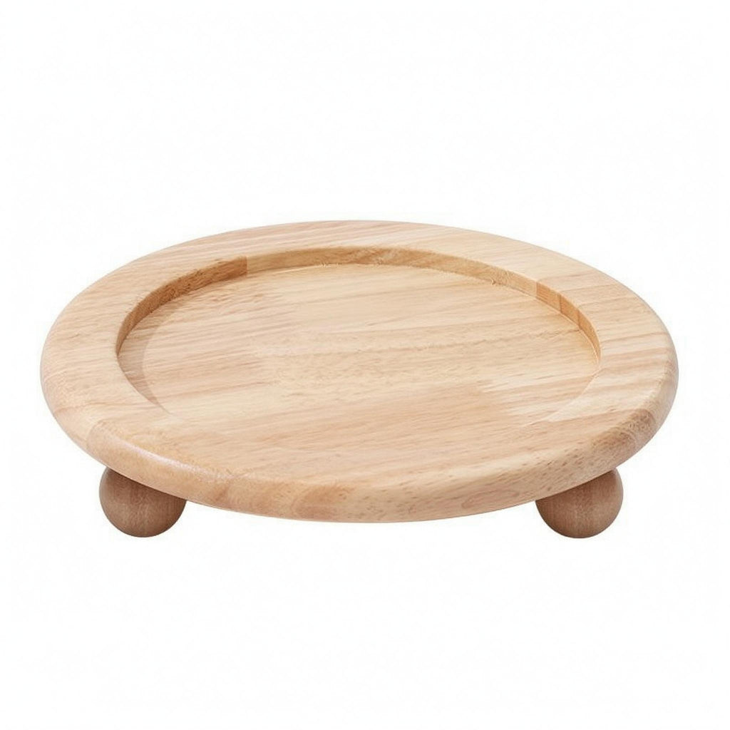 Wooden Pet Bowl Stand Rounded Top Feeding Table Fixed Height