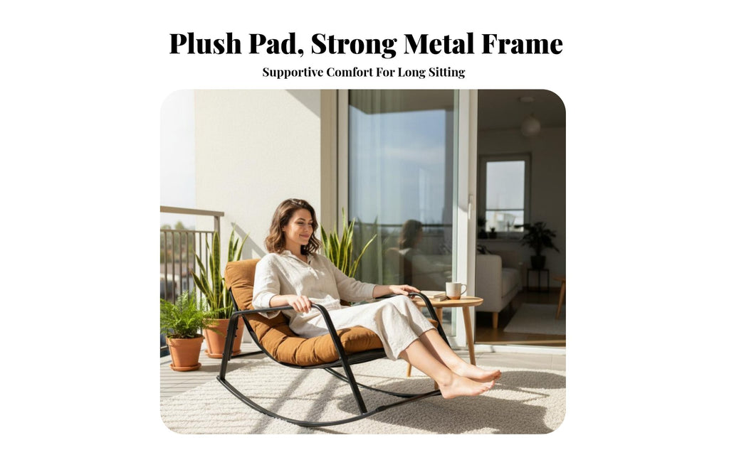 Upholstered Rocking Chair High spinerest Household Furniture Padded Seat Sturdy Frame for New Parents, Book Lovers, Living Room