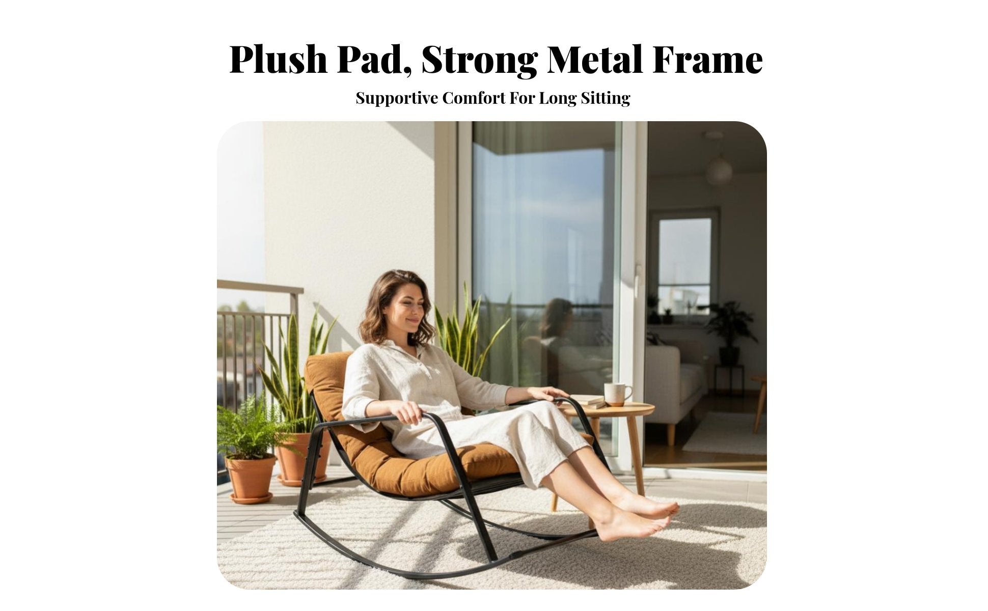 Upholstered Rocking Chair High spinerest Household Furniture Padded Seat Sturdy Frame for New Parents, Book Lovers, Living Room