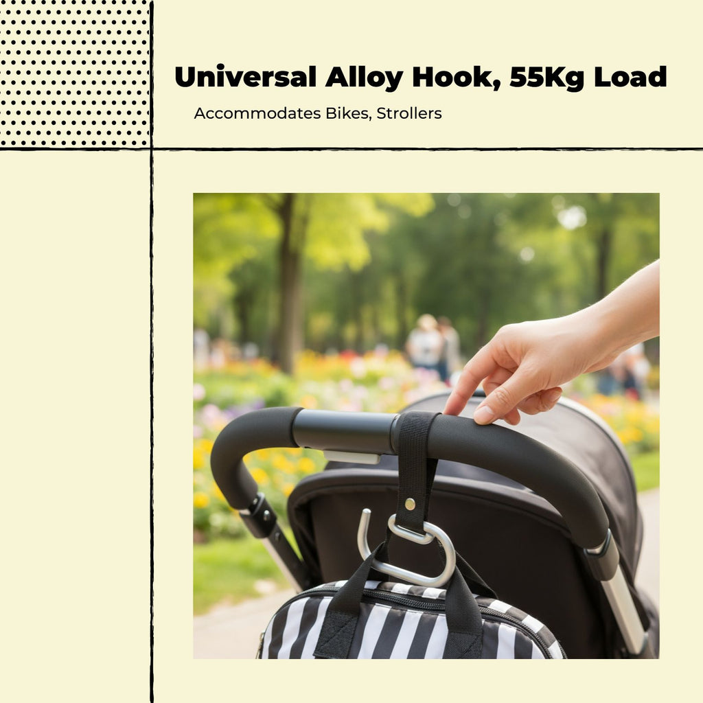 Non-slip stroller hook organizer