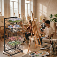 Art Drying Rack Removable Shelves Painting Drying Rack Black Finish for Artists