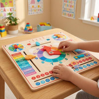 Educational Calendar Clock Board Multicolor for Preschoolers, Kids