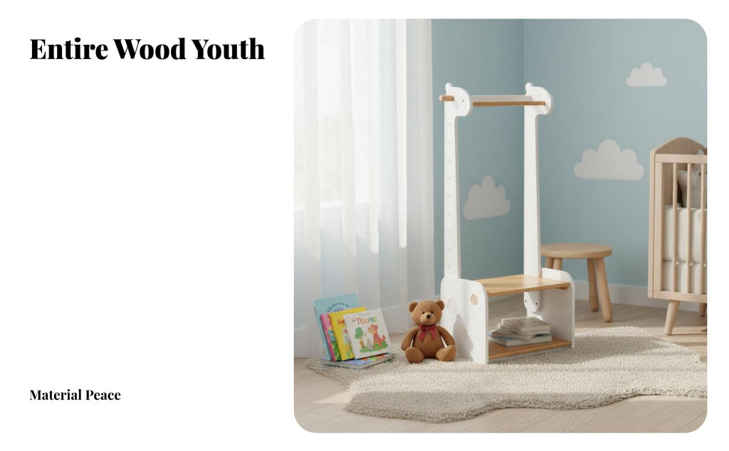 sturdy Wood Construction Freestanding Clothes Rack Cartoon Design Giraffe-Shaped Coat Rack child-appropriate Height children's Furniture Space-Saving for children, Toddlers, Parents, Bedroom, Nursery, Playroom, Entrymanner