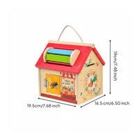 Wooden Busy House Early Learning Sensory Activity Board Locks for Young Children