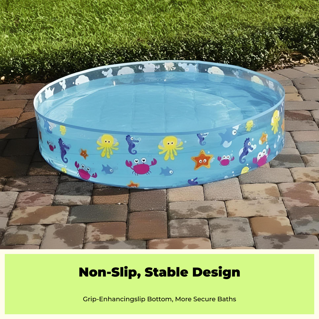 Foldable Hard Plastic Dog Pool, Leak-Resistant, Portable