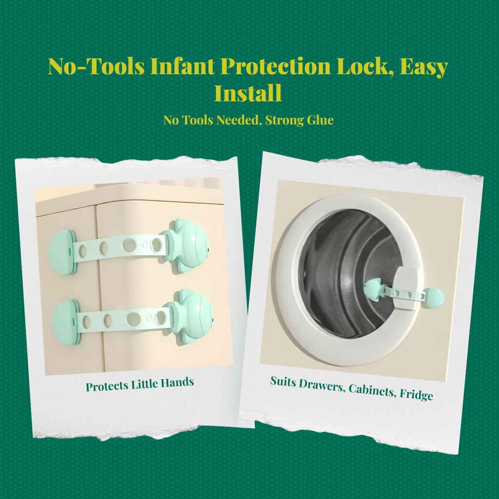 Infant security latch, Infant protected Drawer Lock, Cabinet Lock, Adjustable, No Tools Required, Multi-Purpose, Easy to Install