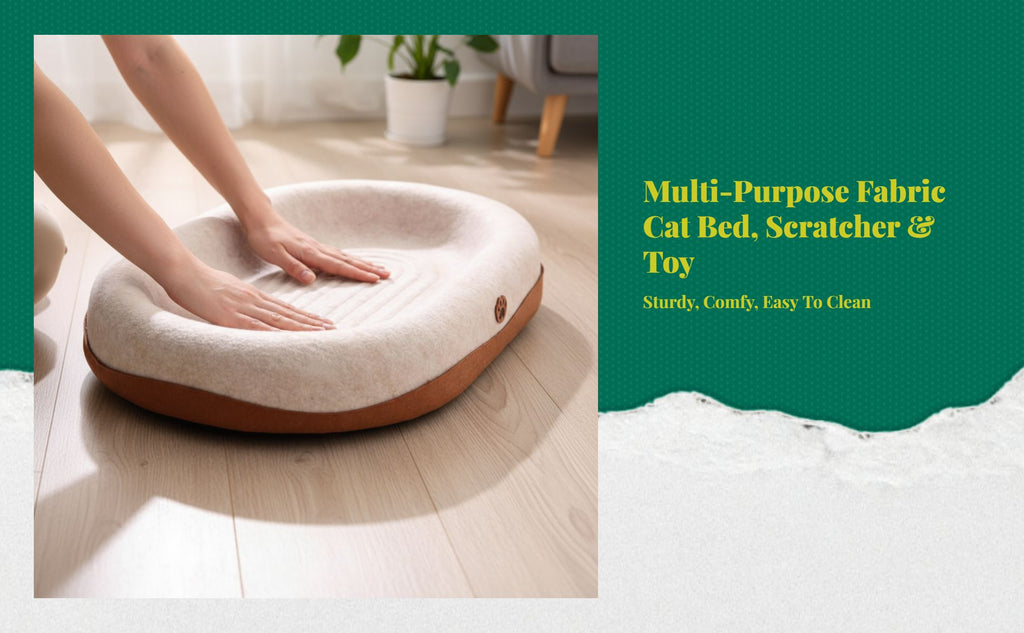 Cat Scratcher Bed, Corrugated Cardboard, 2-in-1 Lounge & Pad