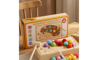 Wooden Pounding Box Felt Balls Learning Game Number Cards for Young Children