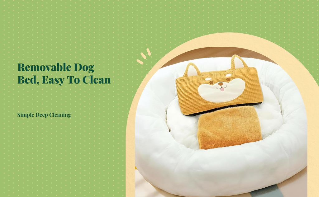 Plush dog bed with removable cover