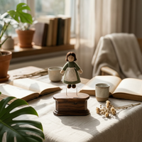 Wooden Risers Figurine Display Stand Handcrafted Look Walnut Wood Display Stage for Collection Shelf