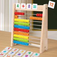 Wooden Abacus Color Recognition Kids Math Counter Ideal Gift 10-Row Learning Abacus for Young Children, Kindergarten, Homeschooling