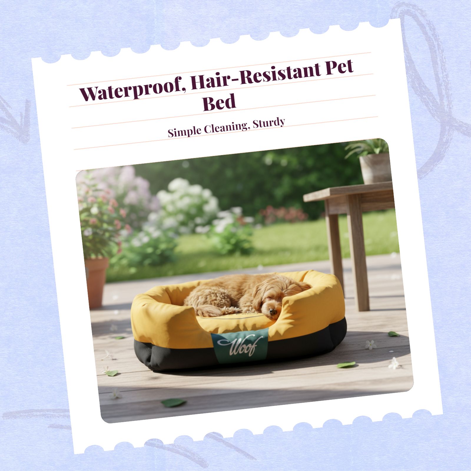 Waterproof Teflon Pet Bed, Easy Clean, All-Season Use