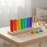 Multicolor Circular Stacker Stacking Toy Early Education Wooden Disc Stacker Hand-Eye Coordination Wooden Stacking Toy for Young Children