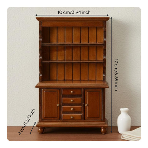 1:12 Scale Wooden Cabinet Detailed Craftsmanship Miniature Display Hutch
