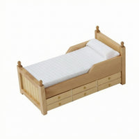 OB11 Dollhouse Bed Slatted Design Four-Poster Dollhouse Bed White Bedding