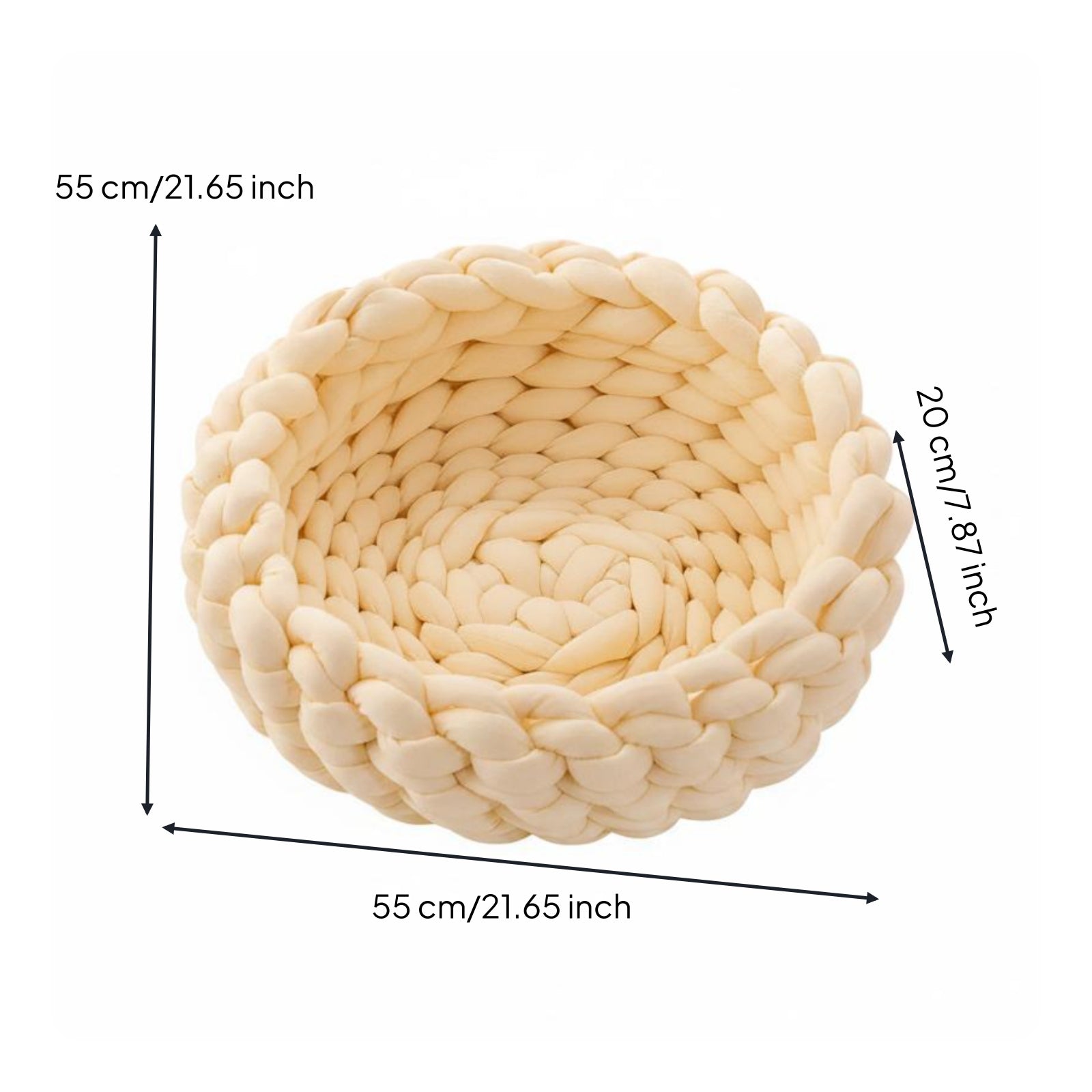Chunky Knit Cat Bed Machine Washable Handmade Yarn Pet Bed Handcrafted Look Crochet Pet Resting Place for Cats, Small Dogs, Indoor