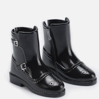 Doll Boots Low Block Heel Glossy Doll Ankle Boots Collectible Accessory