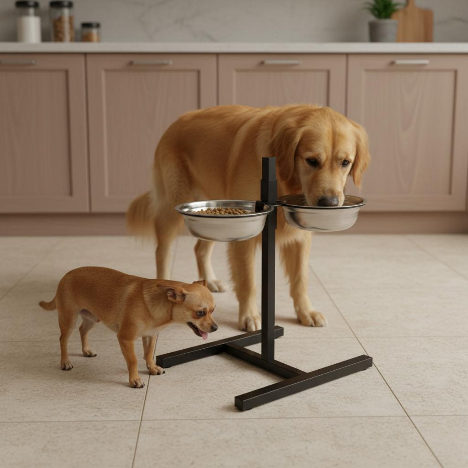 Stainless Steel Dog Bowl Set Sturdy Feline and Dog Feeding Station Easy to Clean