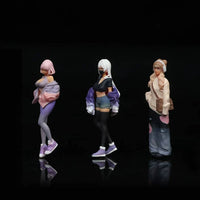 3 Pieces 1:64 Girl Figurines Realistic Design Scale Model Girl Figures