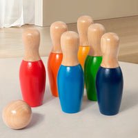 Wooden Bowling Set Solid Wood Kids Bowling Toy Colorful Design for Young Children