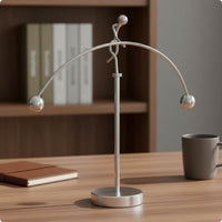 Metal Balancing Ornament Silver Finish Retro Metal Desktop Statue Shiny