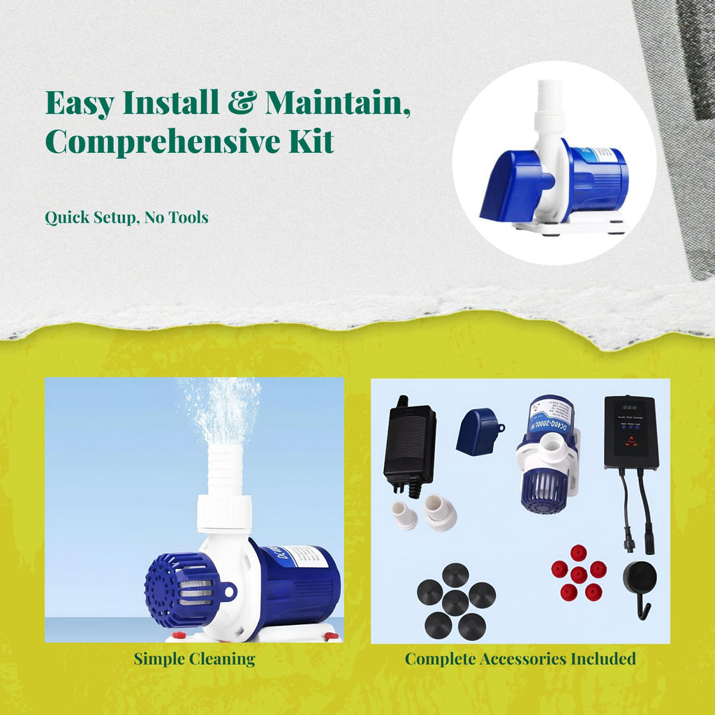 Immersible water circulator, extremelyquiet circulation pump for aquatic habitats, mini filtration, fish tanks, ponds, water features, hydroponics.