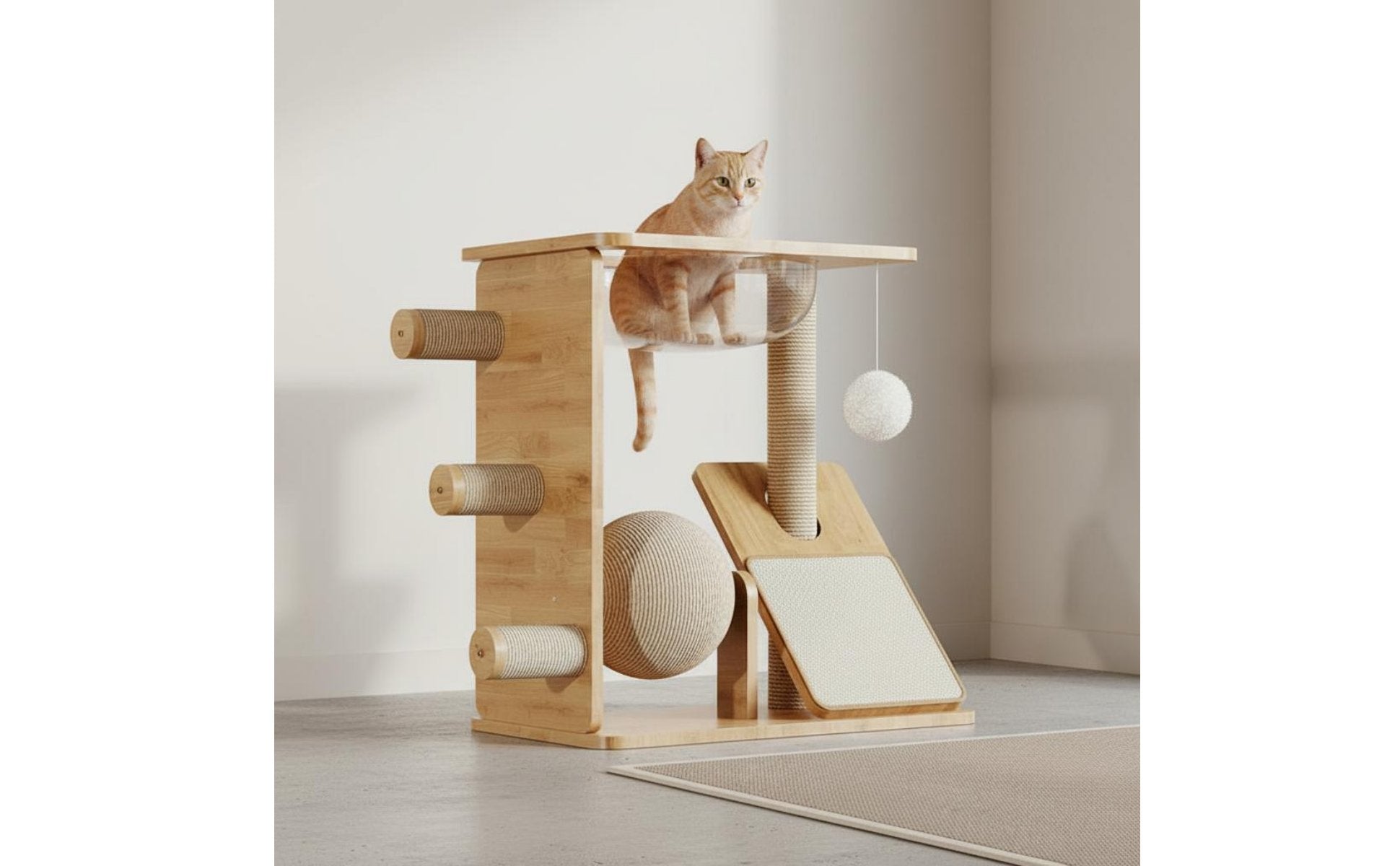 Wooden Feline Climber Stable Base Wooden Feline Climber for Indoor