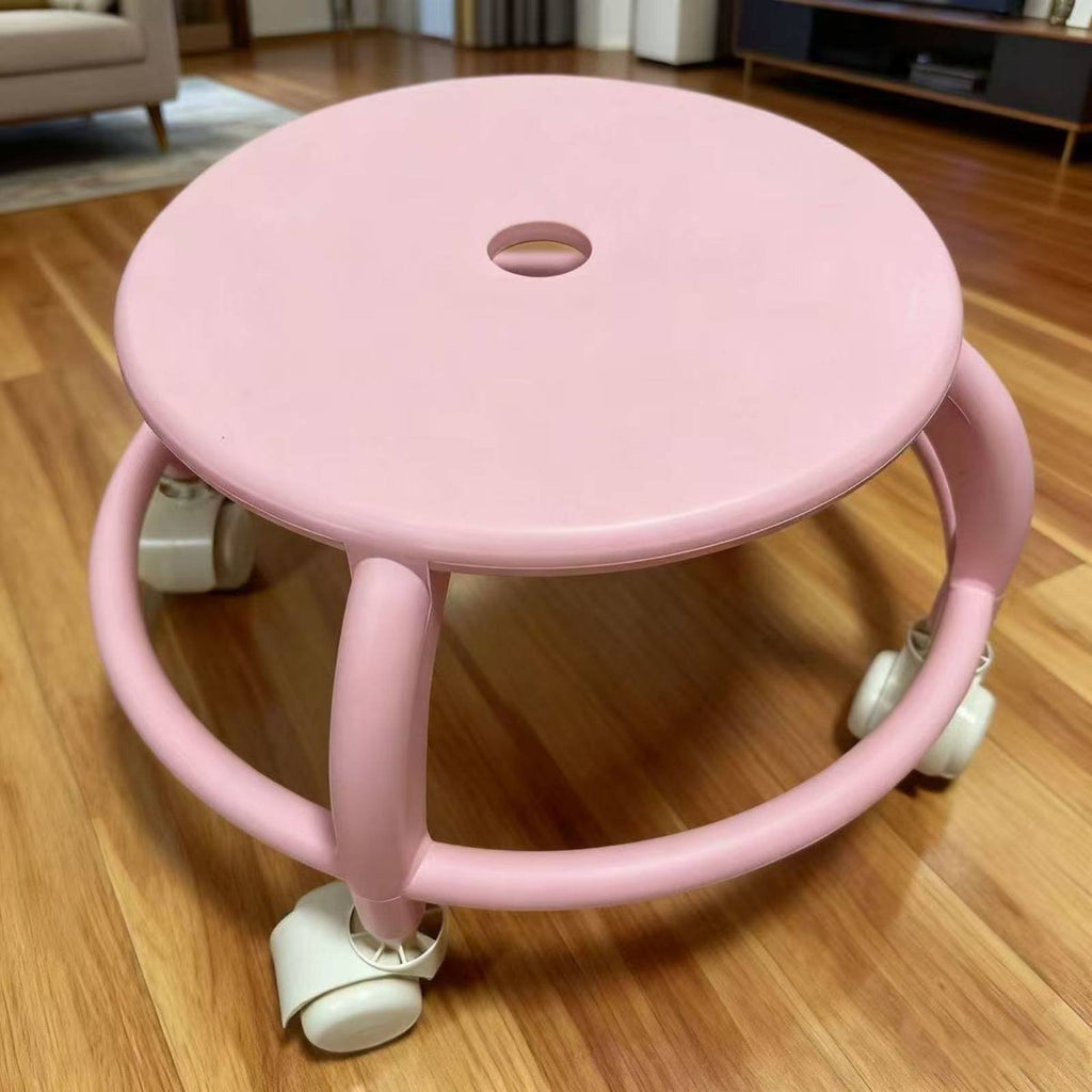 Plastic Wheeled Stool Quiet Wheels Floor Roller Seat for Living Room, Toddlers