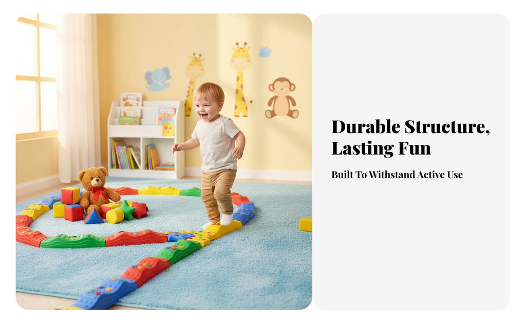 Non-Slip Surface Sensory Balance Path Sturdy Construction Sensory Path Toy Brightly Colored Wavy Walkway Toy Interlocking Design for Toddlers, Preschoolers, Family, Indoor Play, Preschool, Playroom, Backyard