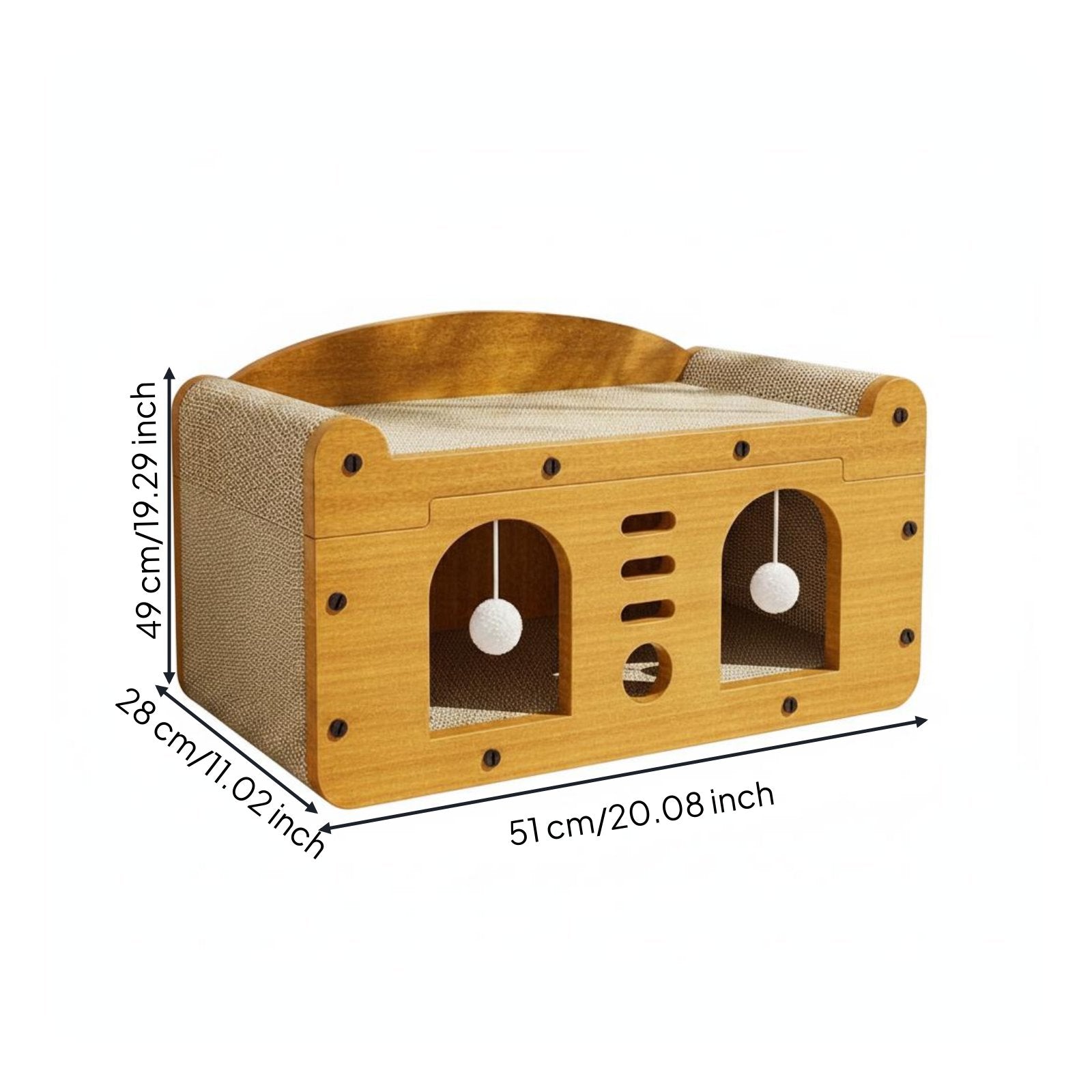 Feline Scratcher House 2-in-1 Enclosed Feline Bed Hollowed Boards