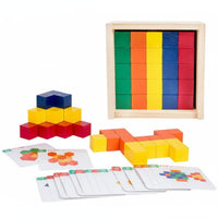 Geometric Shape Builders Spatial Thinking Color Block Puzzle Early Learning Shape Matching Blocks for Preschoolers, Young Children