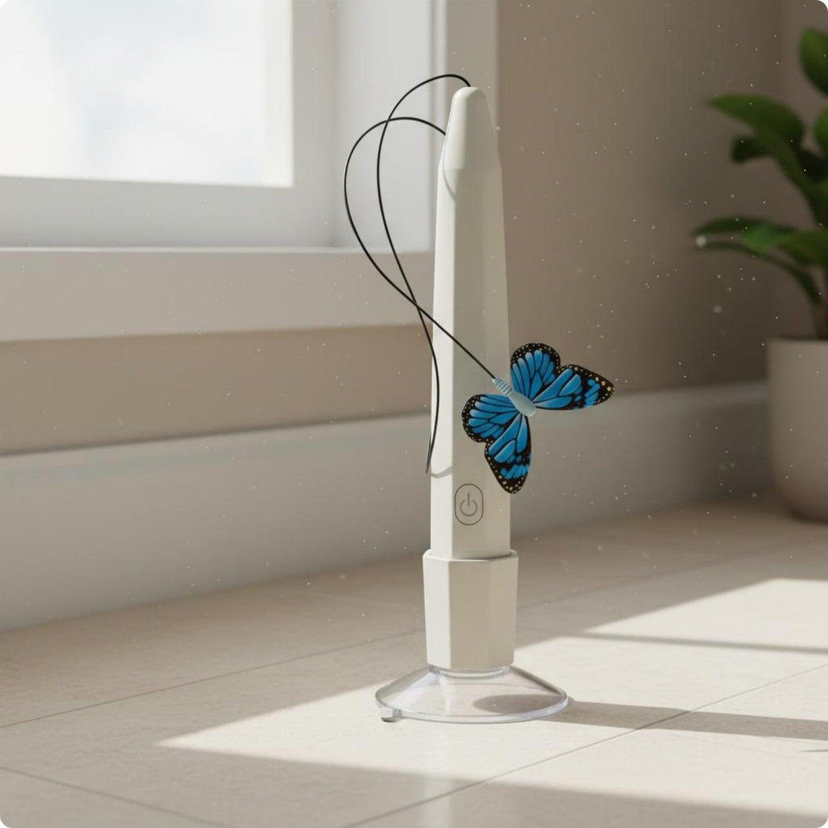 Interactive Butterfly Feline Toy Automatic Suction Cup Feline Wand