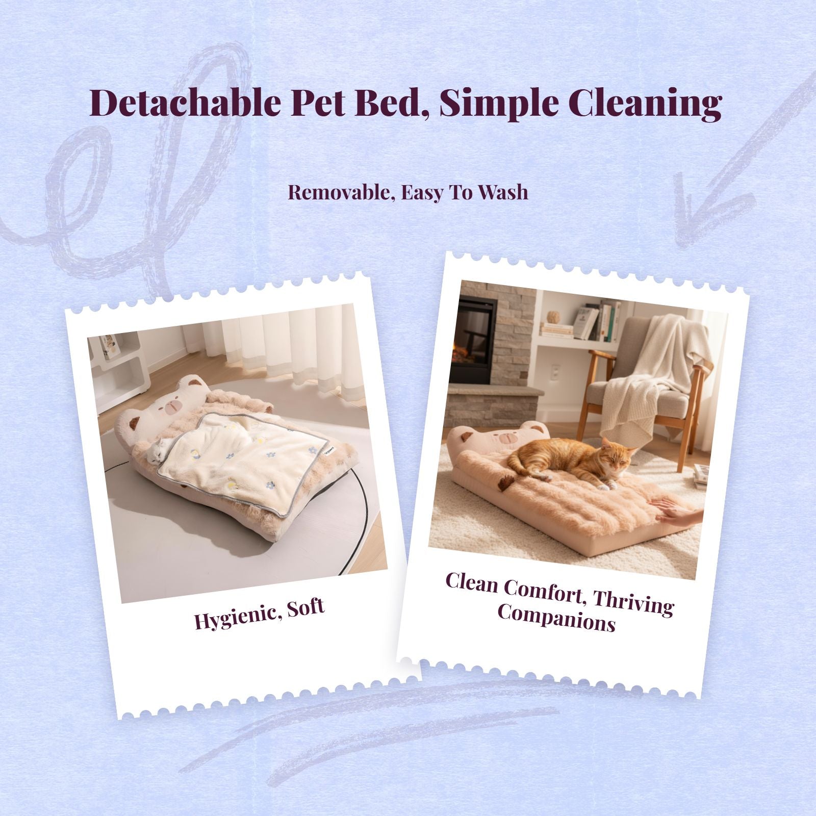 Cat bed with washable cover