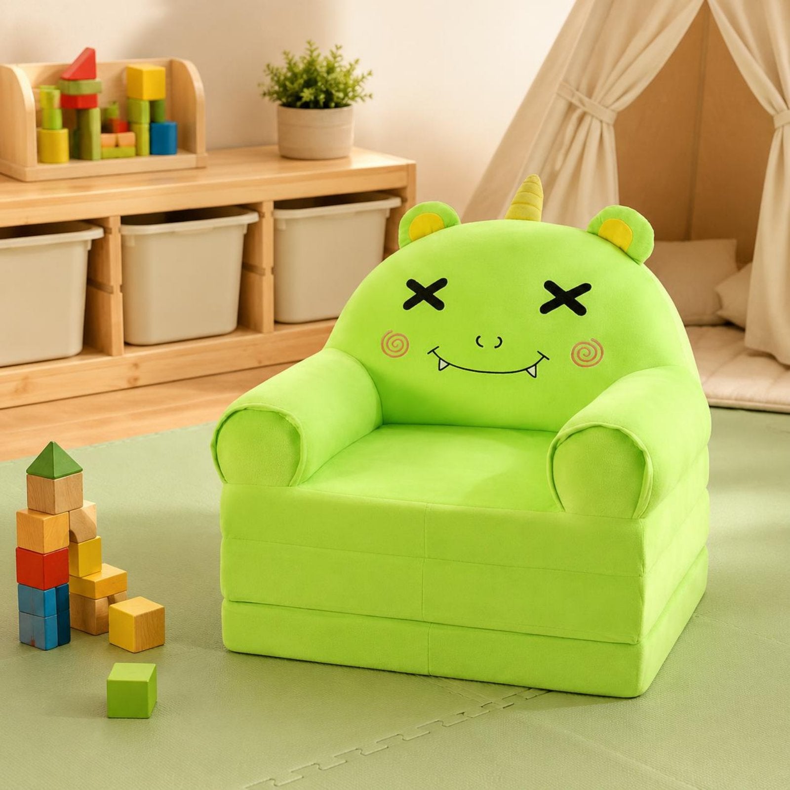 Cartoon Monster Sofa Skin-Friendly Folding Kids Sofa Lightweight for Toddlers