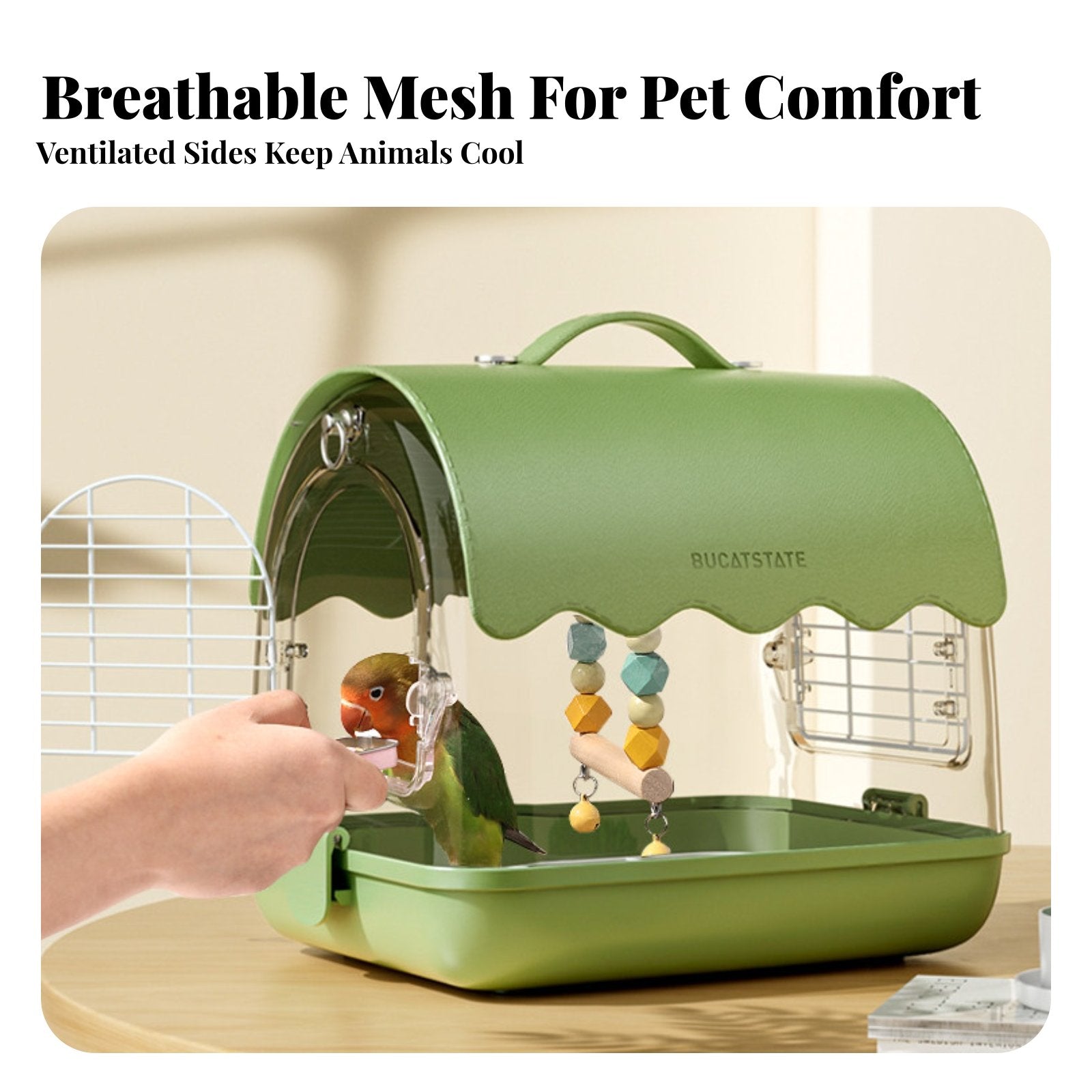Clear View Parrot transport Portable Parakeet carrier Secure Locking Mechanism