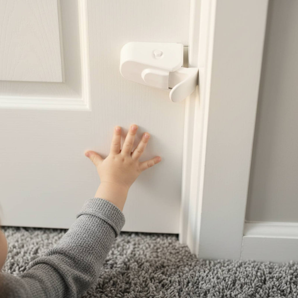 Babyproof Childproof Door Lock Easy to Install Baby Safety Door Lock out of Reach Design for Nursery, Bedroom