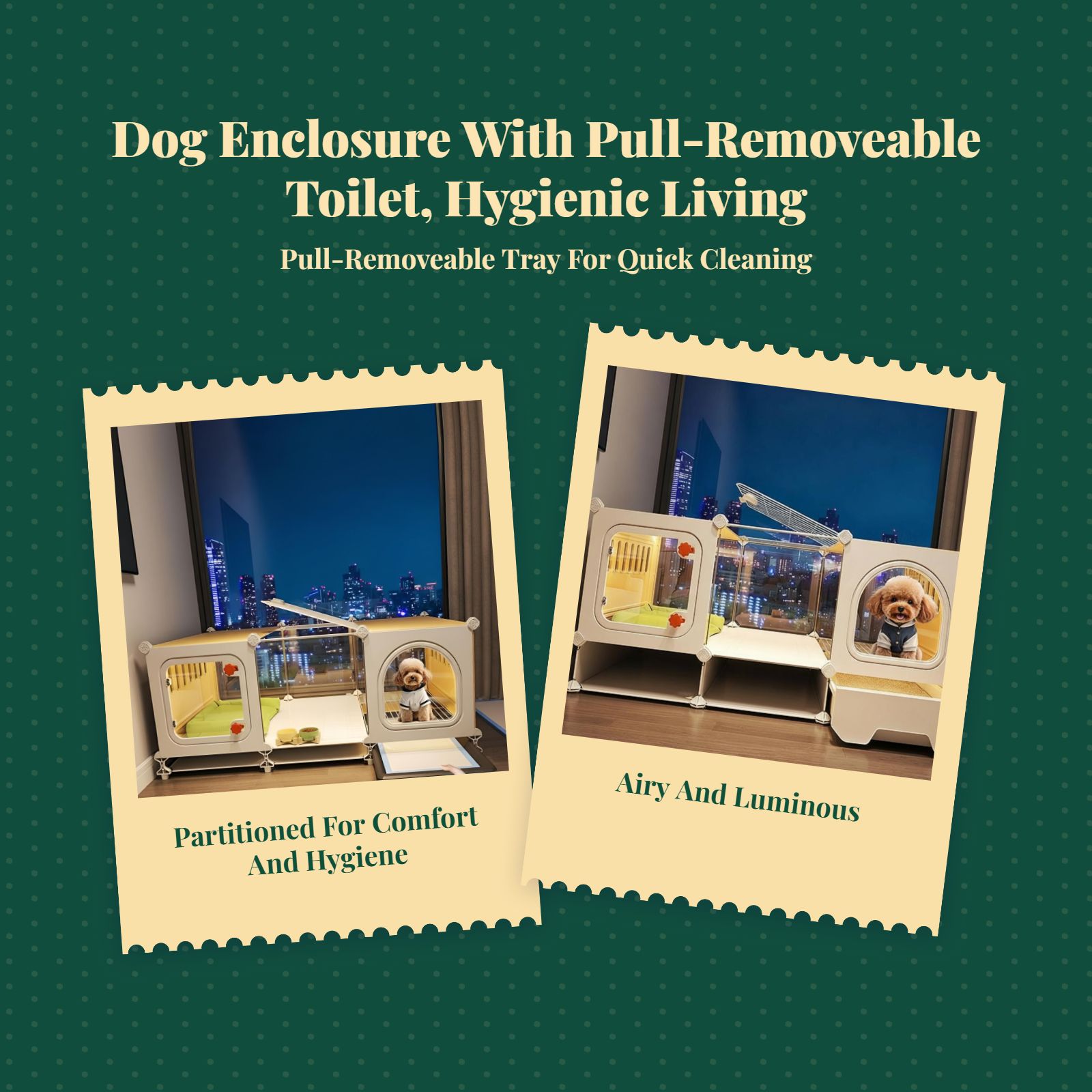 Indoor dog house with toilet