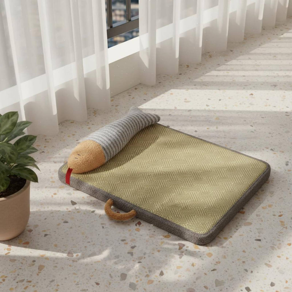 Rattan Pet Bed Detachable and Washable Rattan Pet Mat Portable for Cats