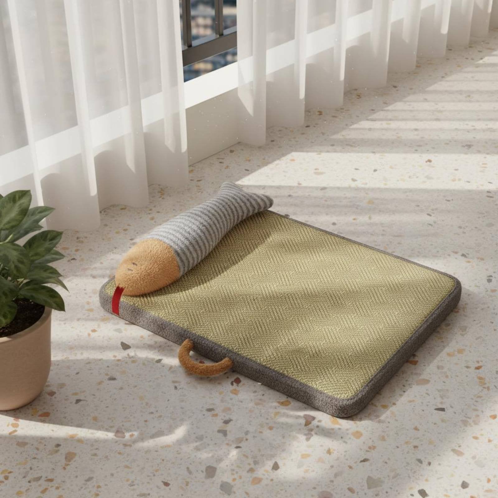 Rattan Pet Bed Detachable and Washable Rattan Pet Mat Portable for Cats