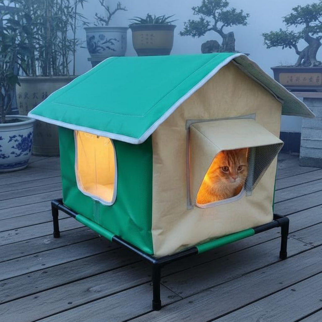 Waterproof Dog Kennel Moisture-Proof Outdoor Cat Shelter Stable Iron Frame