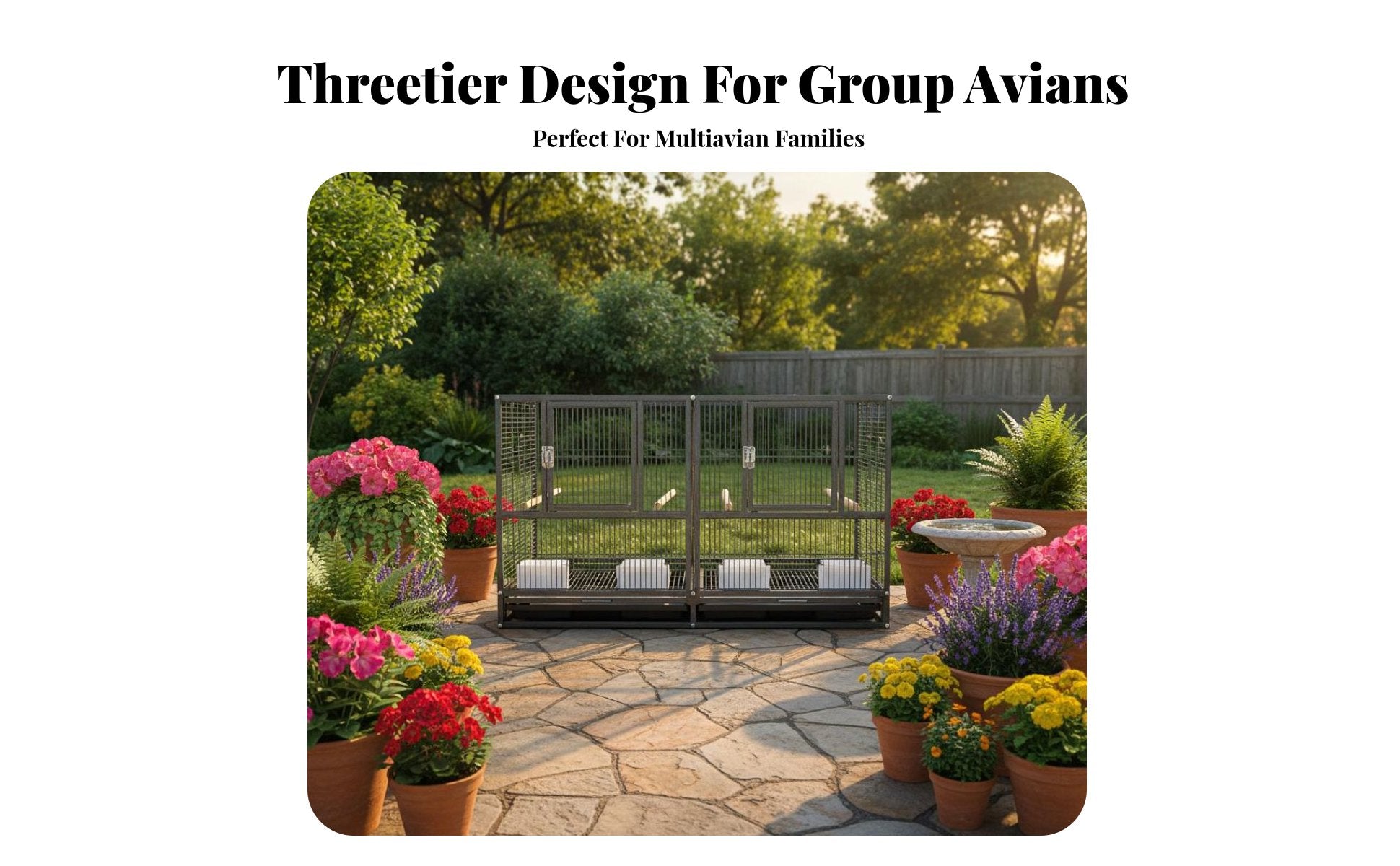 3-Tier Breeding Enclosure Removable Divider Dividable Bird Enclosure Safety Lock