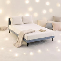 OB11 Doll Bed Blue-Gray 1:12 Scale Dollhouse Bed Upholstered